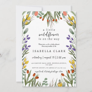 Invitation Petit Fleur sauvage Sur Le Chemin Baby shower Auto