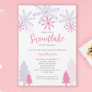 Invitation Petit Flocon de neige sur le chemin Baby shower hi