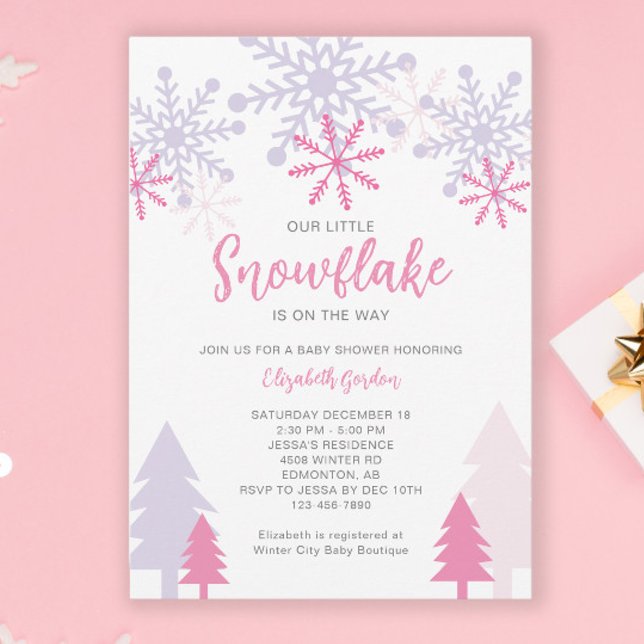 Invitation Petit Flocon de neige sur le chemin Baby shower hi (Créateur téléchargé)