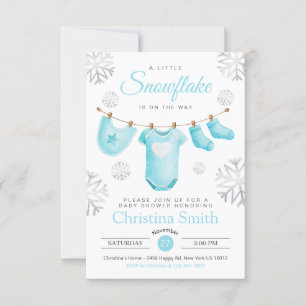 Invitation Petit Flocon De Neige Sur Le Chemin Bleu Bébé Garç