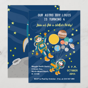 Invitation Petit garçon astronaute rêve d'anniversaire