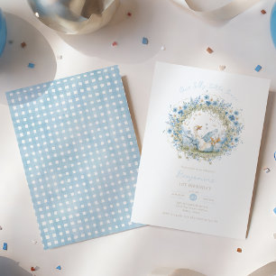 Invitation Petit Garçon Fleur Bleue Oie Folle 1er Anniversair
