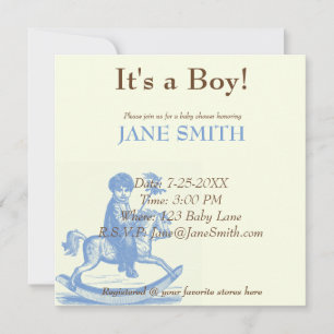 Invitation Petit garçon sur Rocking Horse Antique Thème