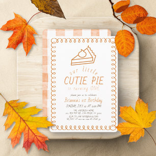 Invitation Petit gâteau adoré doodle orange 1er anniversaire