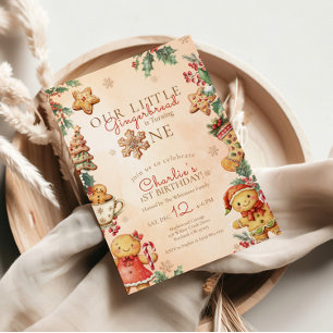 Invitation Petit Gâteau de Noël pour 1er Anniversaire