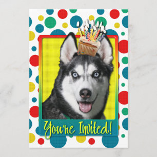 Invitation Petit gâteau d'invitation - chien de traîneau