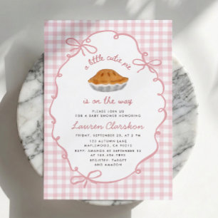 Invitation Petit gâteau rose en vichy pour Baby Shower 