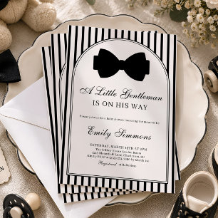 Invitation Petit Gentilhomme Baby Shower Cravate Noire