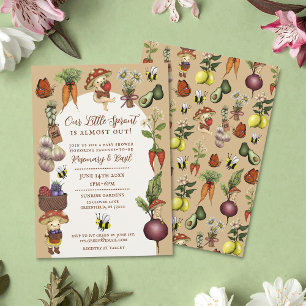 Invitation Petit germe Thème de jardin pour une Baby Shower M