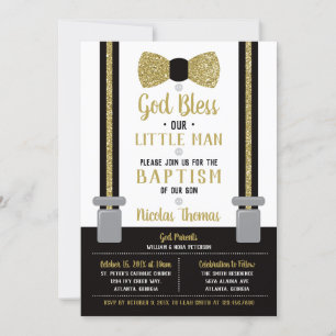 Invitation Petit Homme Baptême Invitation, Noir, Or