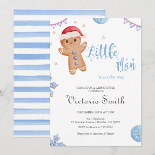 Invitation Petit homme pain d'épices Noël Baby shower garçon