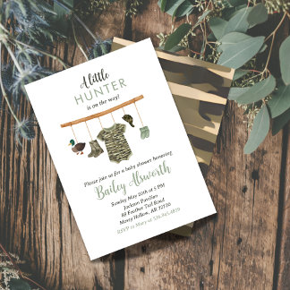Invitation Petit Hunter Canard Camo Baby shower rustique