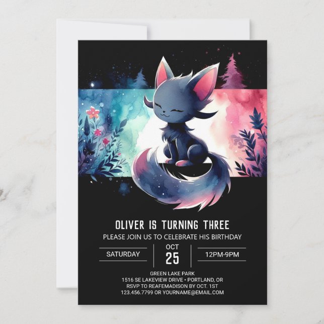 Invitation Petit Imaginaire Chat anniversaire (Devant)