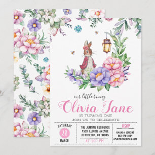 Invitation Petit lapin Anniversaire de printemps