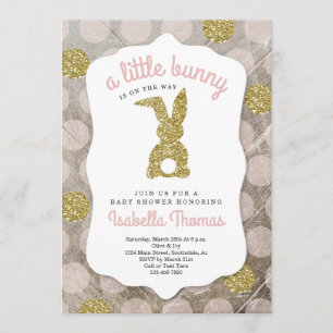 Invitation Petit lapin Baby shower à thème de Pâques pour fil