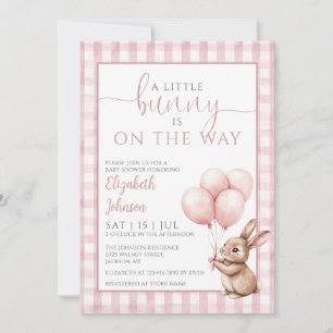 Invitation Petit Lapin Baby shower Fille Rose Tout En Un