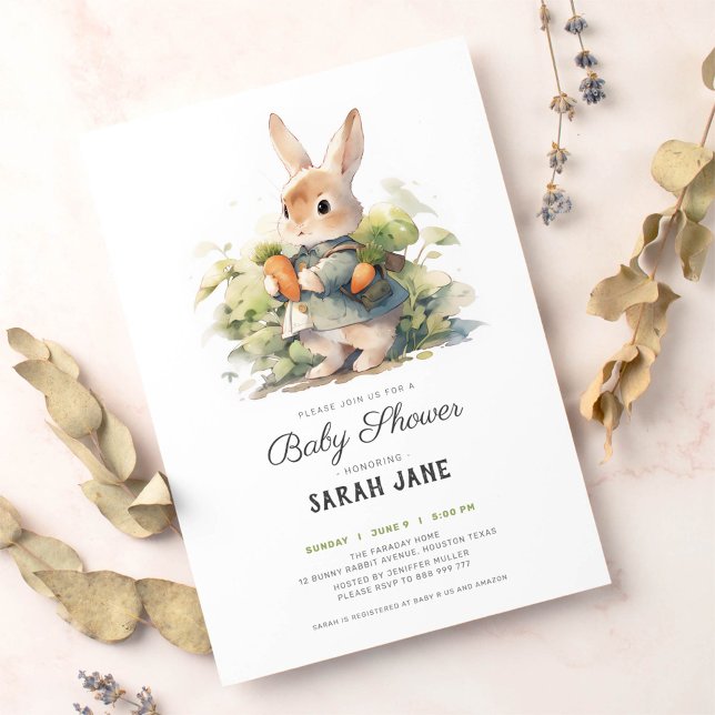 Invitation Petit lapin de lapin doux baby shower (Créateur téléchargé)