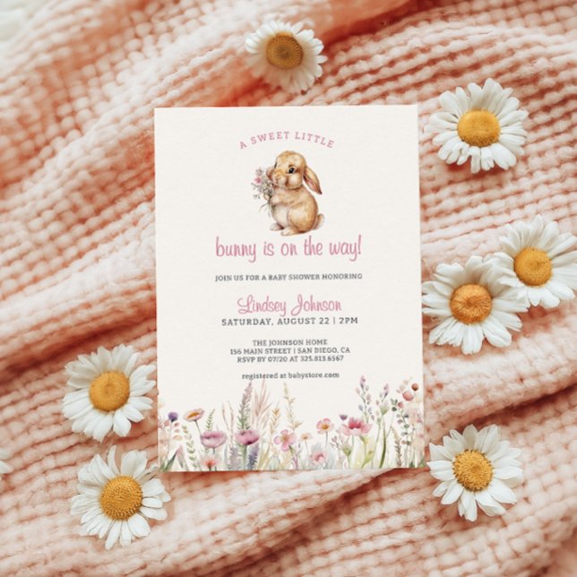 Invitation Petit Lapin Doux Sur Le Chemin Baby shower (Créateur téléchargé)