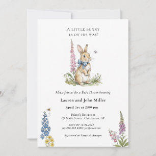 Invitation Petit lapin en route Baby boy Baby Shower