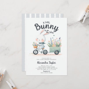 Invitation Petit Lapin Fleur sauvage Wagon mignonne bébé garç