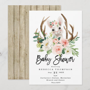 Invitation petit lapin lapin lapin rustique baby shower moder