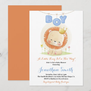 Invitation Petit Lion de Safari Aquarelle Baby Shower