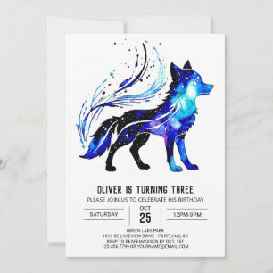Invitation Petit loup coloré Digital Boy Anniversaire