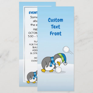 Invitation Petit manchot obtenant une boule de neige