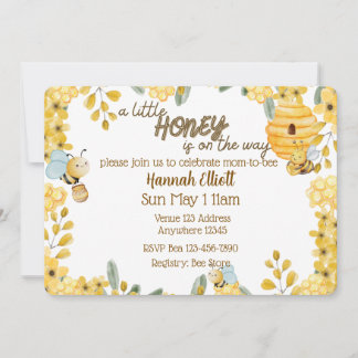 Invitation Petit Miel En Route Fête De Bébé Abeille Jaune