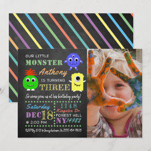 Invitation Petit Monster Chalkboard N'importe quel âge Annive
