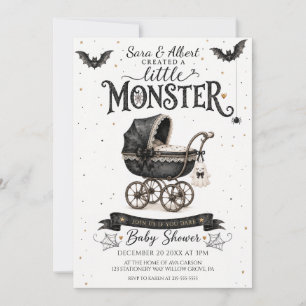 Invitation Petit Monstre Fille de Halloween Baby Shower