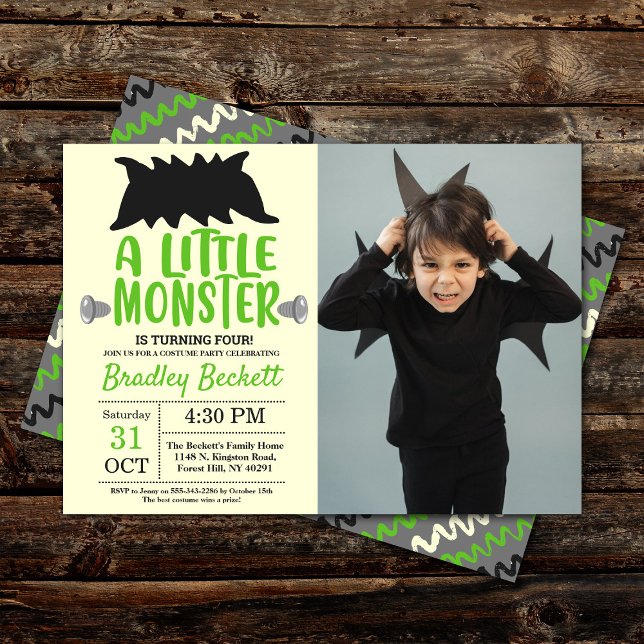 Invitation Petit Monstre N'Importe Quel Âge Halloween Photo A (Créateur téléchargé)