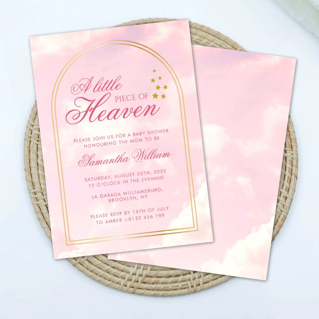 Invitation Petit morceau de ciel rose ciel Baby shower (Créateur téléchargé)