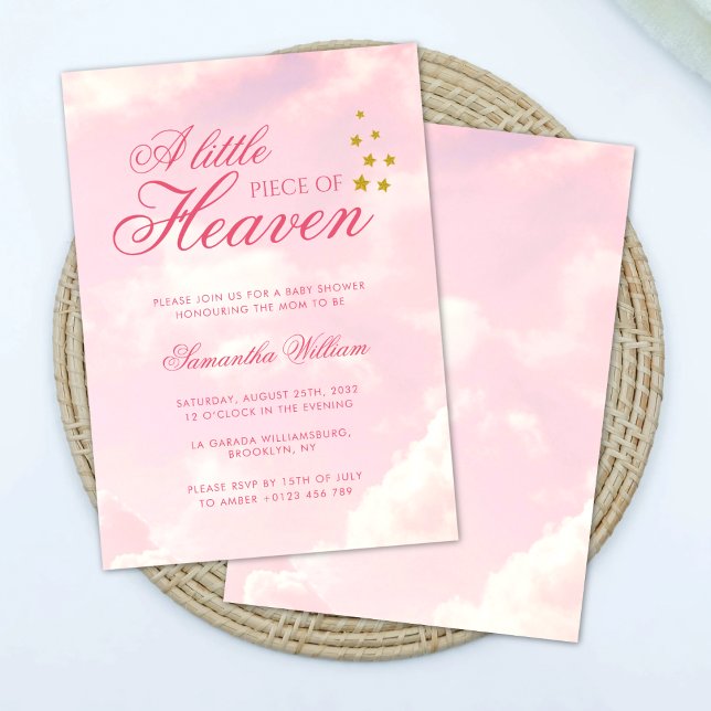 Invitation Petit morceau de ciel rose ciel Baby shower (Créateur téléchargé)
