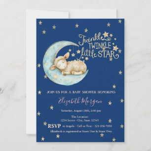 Invitation Petit mouton, Lune, Parties scintillant Twinkstar