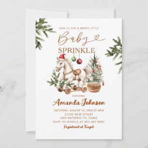Invitation Petit Noël Bébé Cheval à Bascule Sprinkle