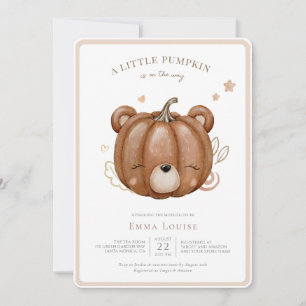 Invitation Petit ours Citrouille Baby shower d'automne Neutre