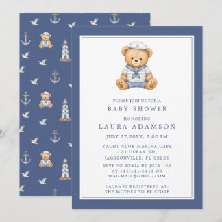 Invitation Petit ours marin fête de naissance