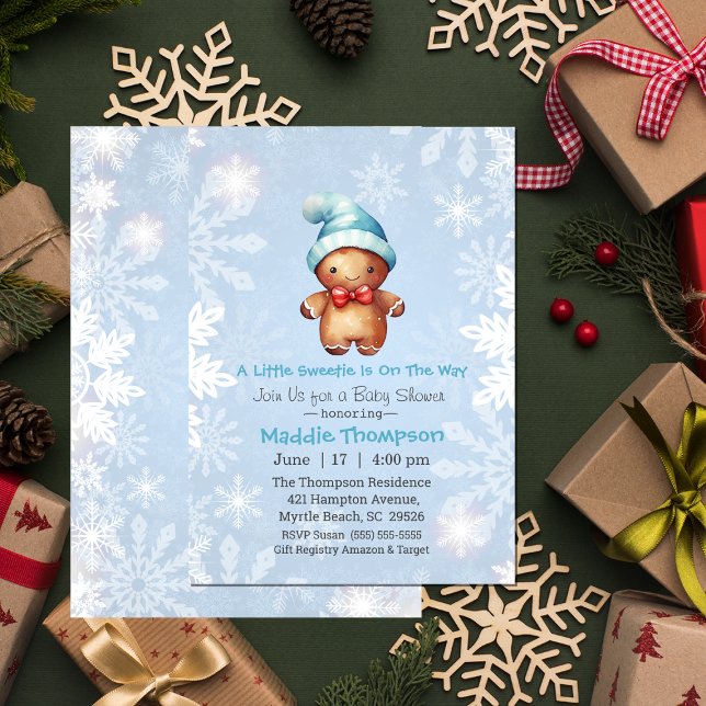 Invitation Petit pain d'épice doux Baby shower de Noël (Créateur téléchargé)