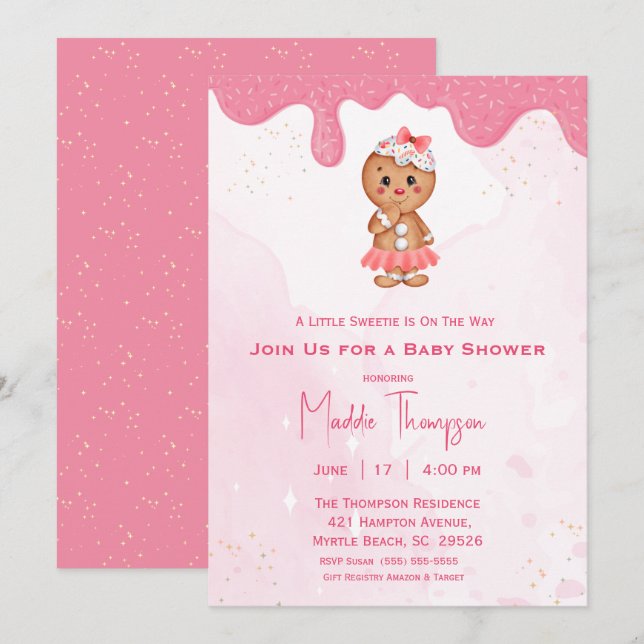 Invitation Petit pain d'épice doux Baby shower de Noël (Devant / Derrière)