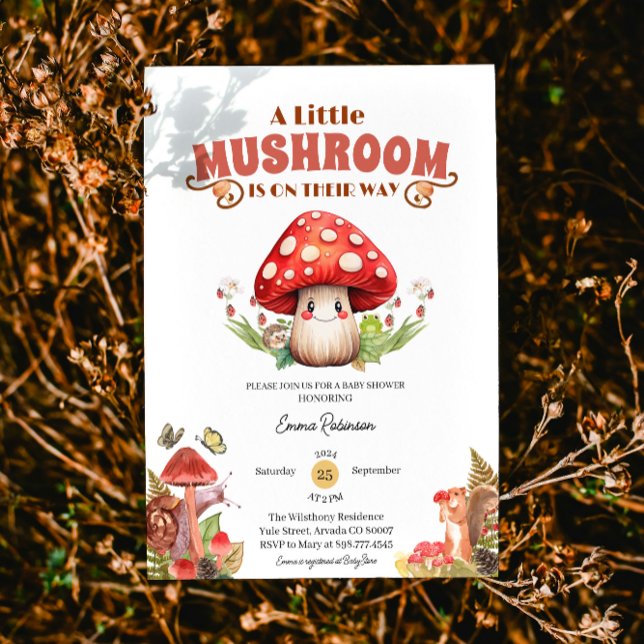 Invitation petit papillon de champignons papillon baby shower (mushroom baby shower baby shower invitations)