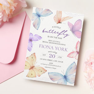 Invitation Petit Papillon esthétique Pastel Baby shower fille