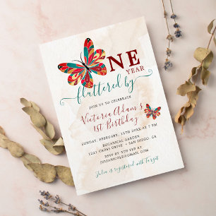Invitation Petit Papillon Mignon Photo Premier Anniversaire
