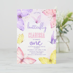 Invitation Petit Papillon multicolore moderne 1er anniversair