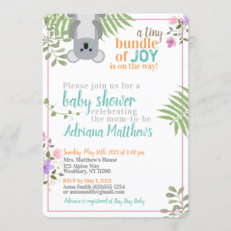 Invitation Petit paquet du Baby shower floral de la forêt Joy