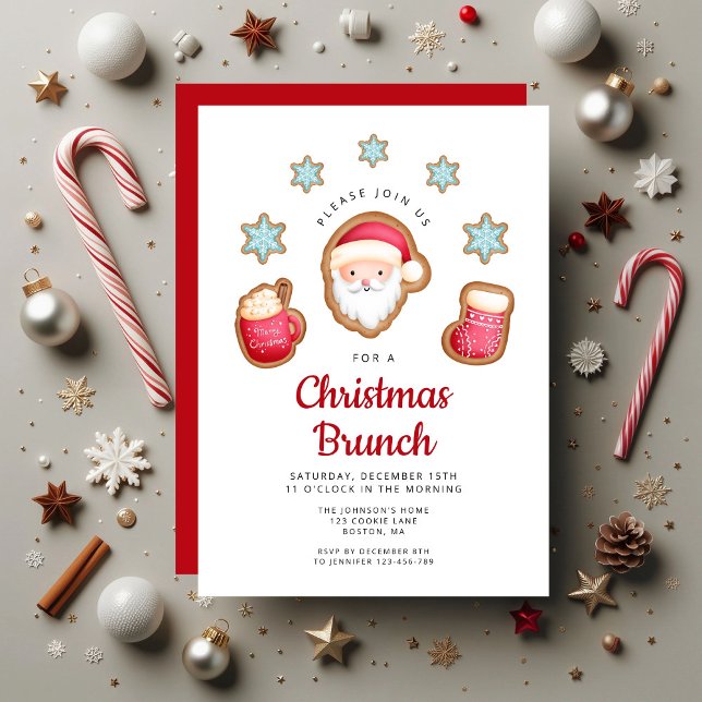 Invitation Petit Père Noël Brunch de Noël (Cute Santa Christmas Brunch Invitation)