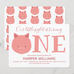 Invitation Petit Piglet Transformant Un Animal Premier Annive