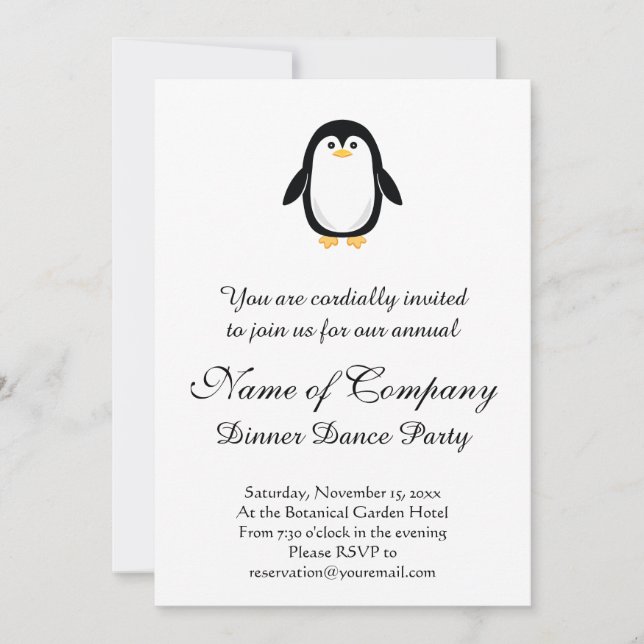 Invitation Petit pingouin mignon (Devant)