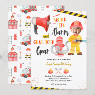 Invitation Petit Pompier Garçon Avec Photo Boy Anniversaire