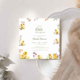 Invitation Petit poussin est sur le chemin du baby shower agr